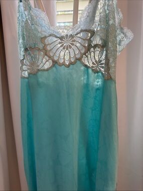 FERNANDO SANCHEZ- Aqua Lace-Trim Nightgown